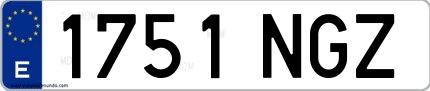 Ejemplo de matrícula española 1751 NGZ