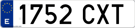 Ejemplo de matrícula de coche ordinaria 1752 CXT