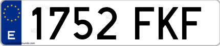 Ejemplo de matrícula de coche ordinaria 1752 FKF