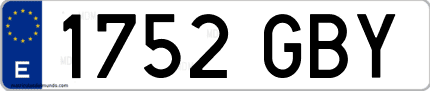 Ejemplo de matrícula de coche ordinaria 1752 GBY