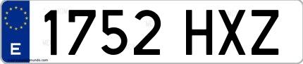 Ejemplo de matrícula española 1752 HXZ