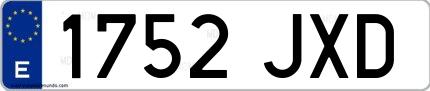 Ejemplo de matrícula española 1752 JXD