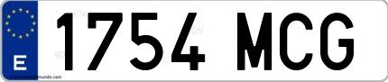 Ejemplo de matrícula española 1754 MCG