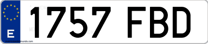 Ejemplo de matrícula de coche ordinaria 1757 FBD