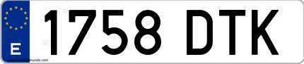 Ejemplo de matrícula de coche ordinaria 1758 DTK
