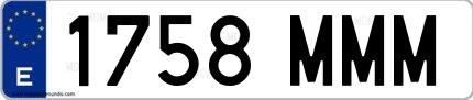 Ejemplo de matrícula española 1758 MMM