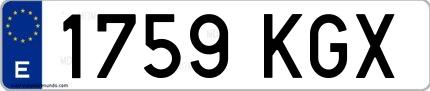 Ejemplo de matrícula española 1759 KGX
