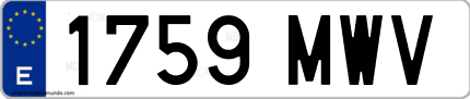 Ejemplo de matrícula de coche ordinaria 1759 MWV
