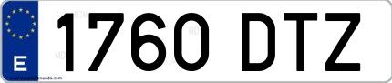 Ejemplo de matrícula española 1760 DTZ