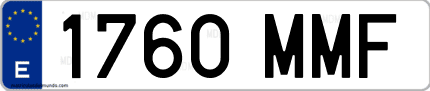 Ejemplo de matrícula de coche ordinaria 1760 MMF