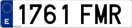 Ejemplo de matrícula de coche ordinaria 1761 FMR