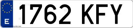 Ejemplo de matrícula de coche ordinaria 1762 KFY