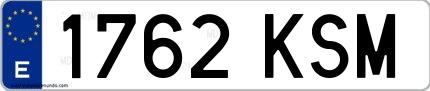 Ejemplo de matrícula española 1762 KSM