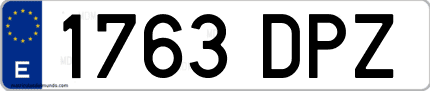 Ejemplo de matrícula de coche ordinaria 1763 DPZ