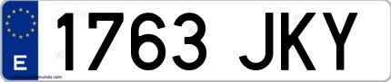 Ejemplo de matrícula española 1763 JKY