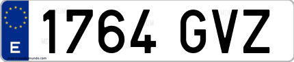 Ejemplo de matrícula de coche ordinaria 1764 GVZ