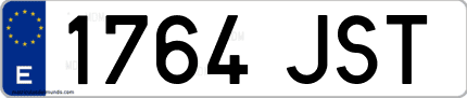 Ejemplo de matrícula de coche ordinaria 1764 JST