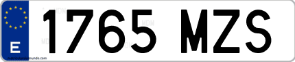 Ejemplo de matrícula de coche ordinaria 1765 MZS