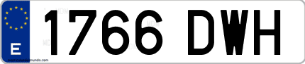 Ejemplo de matrícula de coche ordinaria 1766 DWH
