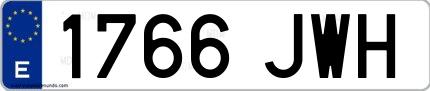 Ejemplo de matrícula española 1766 JWH