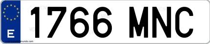 Ejemplo de matrícula española 1766 MNC