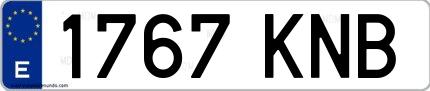 Ejemplo de matrícula española 1767 KNB