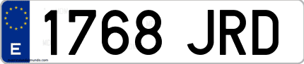 Ejemplo de matrícula de coche ordinaria 1768 JRD