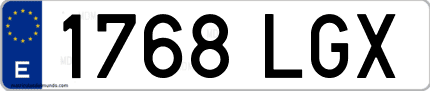 Ejemplo de matrícula de coche ordinaria 1768 LGX