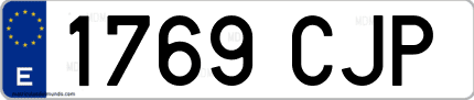 Ejemplo de matrícula de coche ordinaria 1769 CJP