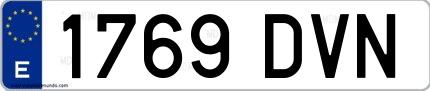 Ejemplo de matrícula española 1769 DVN