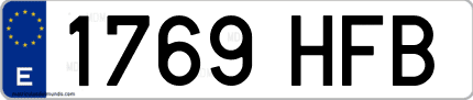 Ejemplo de matrícula de coche ordinaria 1769 HFB