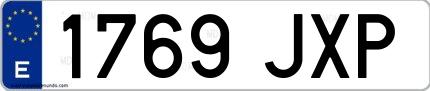 Ejemplo de matrícula española 1769 JXP
