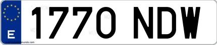 Ejemplo de matrícula española 1770 NDW