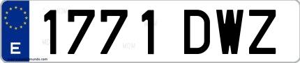 Ejemplo de matrícula española 1771 DWZ