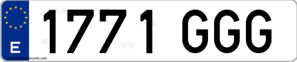 Ejemplo de matrícula de coche ordinaria 1771 GGG