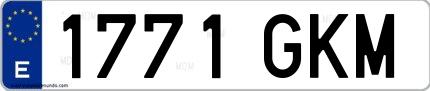 Ejemplo de matrícula española 1771 GKM