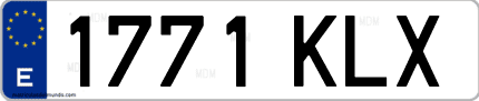 Ejemplo de matrícula de coche ordinaria 1771 KLX