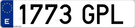 Ejemplo de matrícula española 1773 GPL