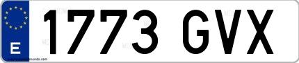 Ejemplo de matrícula española 1773 GVX