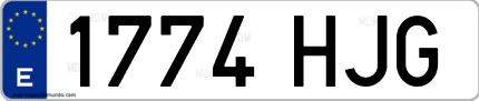 Ejemplo de matrícula de coche ordinaria 1774 HJG