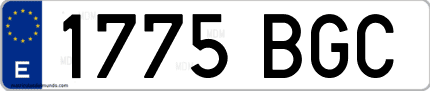 Ejemplo de matrícula de coche ordinaria 1775 BGC