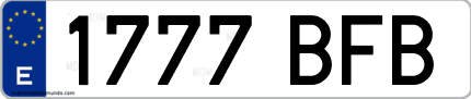 Ejemplo de matrícula de coche ordinaria 1777 BFB