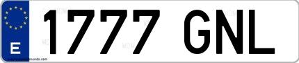Ejemplo de matrícula española 1777 GNL