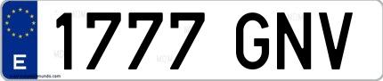 Ejemplo de matrícula española 1777 GNV