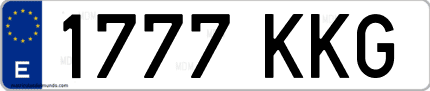 Ejemplo de matrícula de coche ordinaria 1777 KKG