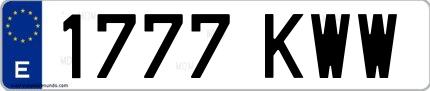Ejemplo de matrícula española 1777 KWW