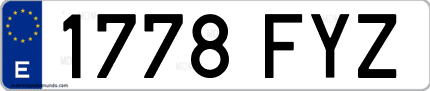 Ejemplo de matrícula de coche ordinaria 1778 FYZ