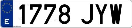 Ejemplo de matrícula española 1778 JYW