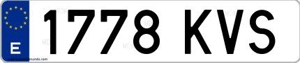 Ejemplo de matrícula española 1778 KVS