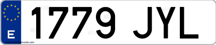 Ejemplo de matrícula de coche ordinaria 1779 JYL